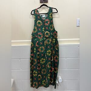 Allison Gray vintage Christmas Floral fruit  large Sleeveless maxi cotton Dress